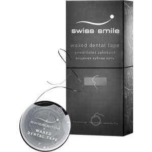 Зубна стрічка вощена зі смаком м'яти Swiss Smile Basel Базель колір чорний 70 м (900-990) 7640131979924 краща модель в Івано-Франківську