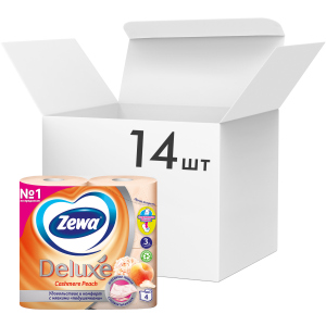 Упаковка туалетного паперу Zewa Deluxe тришаровий аромат Персик 14 шт по 4 рулони (7322540059793) в Івано-Франківську