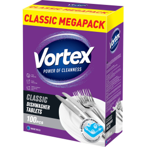 Таблетки для посудомоечных машин Vortex Classic 100 шт (55600020) лучшая модель в Ивано-Франковске