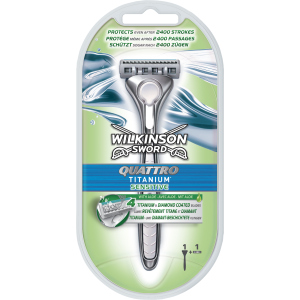 Бритва для бритья Wilkinson Sword Quattro Titanium Sensitive 2 картриджа (4027800536269) лучшая модель в Ивано-Франковске