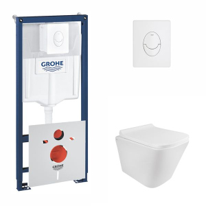 Набор инсталляция 4 в 1 Grohe Rapid SL 38722001 + унитаз с сиденьем Qtap Tern QT1733052ERW