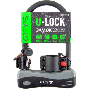 Замок Grey`s скоба U-lock із кріпленням 12 x 165 x 245 мм (GR33012) ТОП в Івано-Франківську