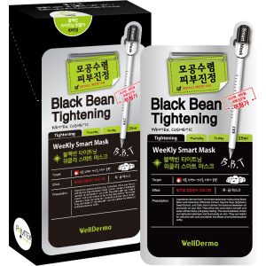 Тканинна маска для обличчя Wellderma Звуження пор Black Bean Tightening Weekly Smart Mask 10 шт x 25 мл (8809387192092) краща модель в Івано-Франківську