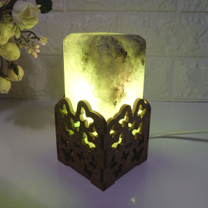 Соляна лампа EcoDecorLamp Прямокутник у дереві Метелики маленький краща модель в Івано-Франківську