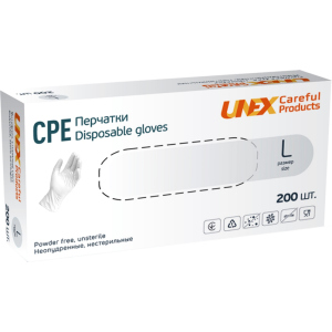 Перчатки одноразовые нестерильные, неопудреннные CPE Unex Medical Products размер L 200 шт. — 100 пар Белые (4870238550808) ТОП в Ивано-Франковске