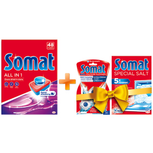 Стартовий набір Somat Таблетки для посудомийної All in one 48 шт + Somat Salt + M care (9000101360943)