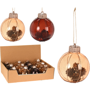 Набор елочных шаров Christmas Decoration 8 см 12 шт коричневые с шишками (ABJ432750) ТОП в Ивано-Франковске