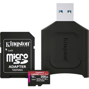 Kingston MicroSDXC 256GB Canvas React Plus Class 10 UHS-II U3 ​​​​V90 A1 + адаптер SD + USB-кардрідер (MLPMR2/256GB) в Івано-Франківську