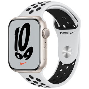 Смарт-годинник Apple Watch Series 7 Nike GPS 45mm Starlight Aluminium Case with Pure Platinum/Black Nike Sport Band (MKNA3UL/A) краща модель в Івано-Франківську