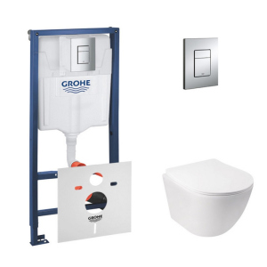 Набор инсталляция 4 в 1 Grohe Rapid SL 38772001 + унитаз с сиденьем Qtap Jay QT07335176W лучшая модель в Ивано-Франковске