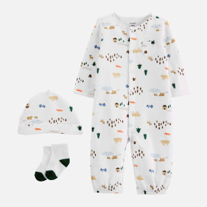 Комплект (шапочка + чоловічок + шкарпетки) Carters 1J655310 62 см 969 PRT Print (194133532559) краща модель в Івано-Франківську