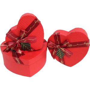 Набор подарочных коробок Ufo Red Heart картонных 3 шт Красных (51351-051 Набор 3 шт RED HEART с) ТОП в Ивано-Франковске