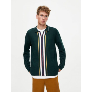 Кофта Pull & Bear 5558/519/501 S Зеленая в полоску (05558519501020) ТОП в Ивано-Франковске