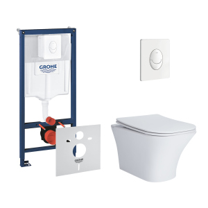 Набір інсталяція 4 в 1 Grohe Rapid SL 38722001 + унітаз з сидінням Qtap Presto QT24332615EW