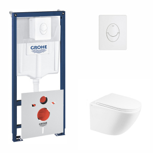 Набор инсталляция 4 в 1 Grohe Rapid SL 38722001 + унитаз с сиденьем Qtap Robin QT1333046ENRW надежный