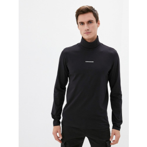 Водолазка Calvin Klein Jeans L/S Micro Branding Roll Neck J30J318469-BEH L Черная (8719854072706) лучшая модель в Ивано-Франковске