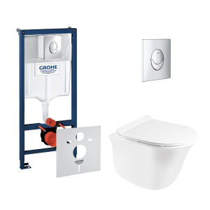 Набір інсталяція 4 в 1 Grohe Rapid SL 38721001 + унітаз з сидінням Qtap Virgo QT1833051ERW краща модель в Івано-Франківську