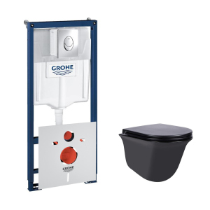 Набор инсталляция 4 в 1 Grohe Rapid SL 38721001 + унитаз с сиденьем Qtap Virgo QT1833051ERMB рейтинг