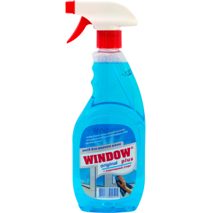 Упаковка средства для мытья окон Window Plus Синий (на основе нашатырного спирта) с распылителем 500 мл х 15 шт (4820167000424) в Ивано-Франковске