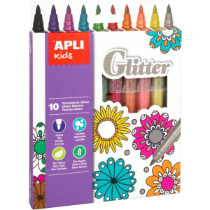 Набір маркерів Apli Kids Glitter з блискітками 10 кольорів (18218) (8410782182184) ТОП в Івано-Франківську