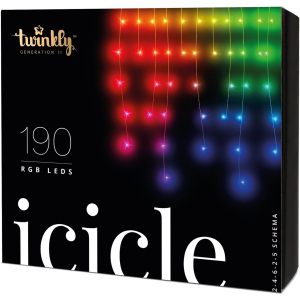 Світлодіодна Smart LED гірлянда Twinkly Icicle RGB 190, BT+WiFi, Gen II, кабель IP44 прозорий (TWI190STP-TEU) ТОП в Івано-Франківську