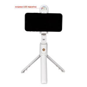 Селфі-монопод з підсвічуванням APEXEL LED Selfie Stick K10-S white в Івано-Франківську