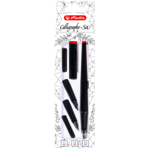 Ручка перьевая для каллиграфии Herlitz Calligraphy Set 3 сменных пера Черный корпус (8623001) ТОП в Ивано-Франковске