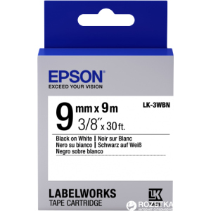 Картридж с лентой Epson LabelWorks LK3WBN 9 мм / 9 м Black/White (C53S653003) в Ивано-Франковске
