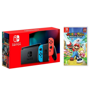 Nintendo Switch Neon blue/red - Обновлённая версия + Игра Mario and Rabbids Kingdom Battle лучшая модель в Ивано-Франковске