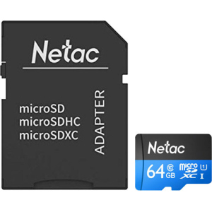 Netac P500 Standard microSDXC 64GB Class 10 UHS-I U1 + SD адаптер (NT02P500STN-064G-R) в Івано-Франківську