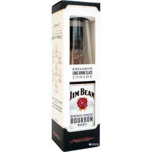 купить Виски Jim Beam White 4 года выдержки 0.7 л 40% + бокал (5060045585998_5060045588241)