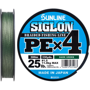 Шнур Sunline Siglon PE х4 300 м # 1.5/0.209 мм 11 кг Темно-зелений (16580948) в Івано-Франківську