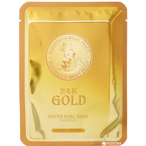 Омолаживающая маска с Золотом и Секретом улитки Elizavecca 24K Gold Water Dew Snail 10 шт по 25 мл (8809520941679) лучшая модель в Ивано-Франковске