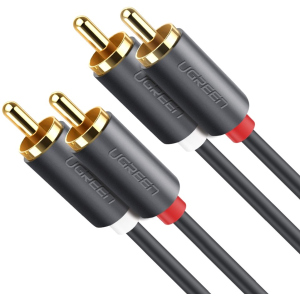 Інсертний кабель Ugreen AV104 2RCA to 2RCA Audio Cable 1 м Black (90401971) краща модель в Івано-Франківську