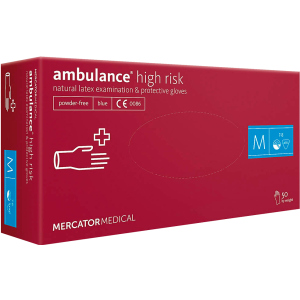 Рукавички Mercator Medical Ambulance High Risk нестерильні латексні неопудрені M 25 пар Сині (17201900) ТОП в Івано-Франківську