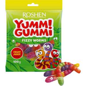 Упаковка цукерок Roshen желейних Yummi Gummi Worms 100 г х 22 шт (4823077622182) ТОП в Івано-Франківську
