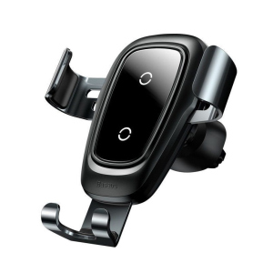 Автоутримувач із бездротовою зарядкою Baseus Metal Gravity Car Mount 1.7A Qc3.0 Сірий (RO-22377) краща модель в Івано-Франківську