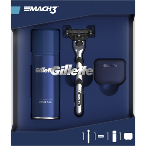 Подарунковий набір для чоловіків Gillette Бритва з 1 змінною касетою Mach 3 + Гель Fusion Ultra Sensitive 75 мл + Дорожній чохол (7702018508624) ТОП в Івано-Франківську