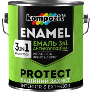 Эмаль антикоррозионная Kompozit 3 в 1 Protect 2.7 л Коричневая (4820085742338) ТОП в Ивано-Франковске