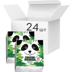 Упаковка серветок столових Снігова Панда двошарових білих 24x24 см 24 пачки по 50 шт (4820183971432)