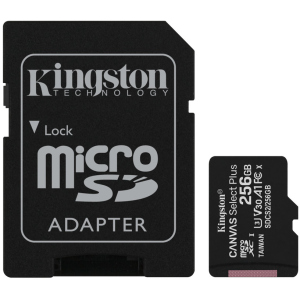 Kingston microSDXC 256GB Canvas Select Plus Class 10 UHS-I U3 V30 A1 + SD-адаптер (SDCS2/256GB) ТОП в Івано-Франківську