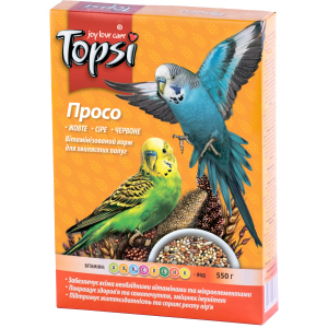 Упаковка корму для хвилястих папуг Topsi Просо 550 г 16 шт (14820122208213)