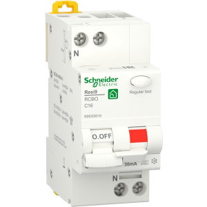 Дифференциальный автоматический выключатель Schneider Electric RESI9 16 А, 30 мА, 1P + N, 6кA, кривая С, тип А ТОП в Ивано-Франковске