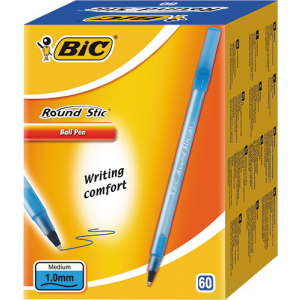 Набір кулькових ручок BIC Round Stic M Blue, 60 шт., вузол для письма 1мм, товщина лінії 0,4мм (3086123256378) ТОП в Івано-Франківську