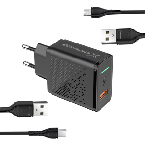 Зарядний пристрій Grand-X Fast Charge 5-в-1 QC3.0, AFC, SCP, FCP, VOOC 22.5W + microUSB + TypeC (CH-850MT) в Івано-Франківську