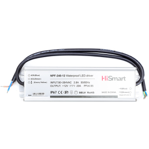 Блок живлення HiSmart 12V 20A 240W PFC IP67 (NPF-240-12) краща модель в Івано-Франківську