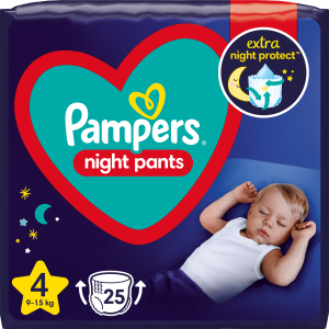 Підгузки-трусики нічні Pampers Night Pants Розмір 4 (9-15 кг) 25 шт (8006540234709) краща модель в Івано-Франківську