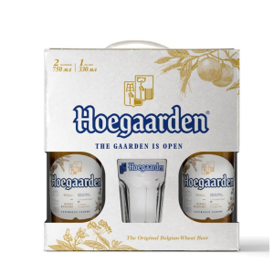 Подарункова упаковка пива HoeGaarden Witbier світле нефільтроване 4.7% 0.75 л + Склянка 0.3 л (5410228158431) в Івано-Франківську