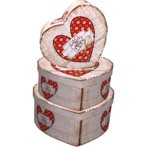 Набір подарункових коробок Ufo Love картонних 3 шт Бежевих (3366-SY533 Набір 3 шт LOVE серд)