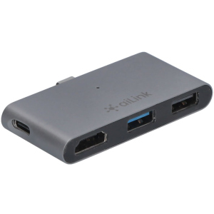 USB-хаб адаптер Ailink Aluminium USB-C 4K HDMI mini jack 3.5 мм Hub 5 в 1 Space Grey (AI-S8Pro_sg) в Івано-Франківську